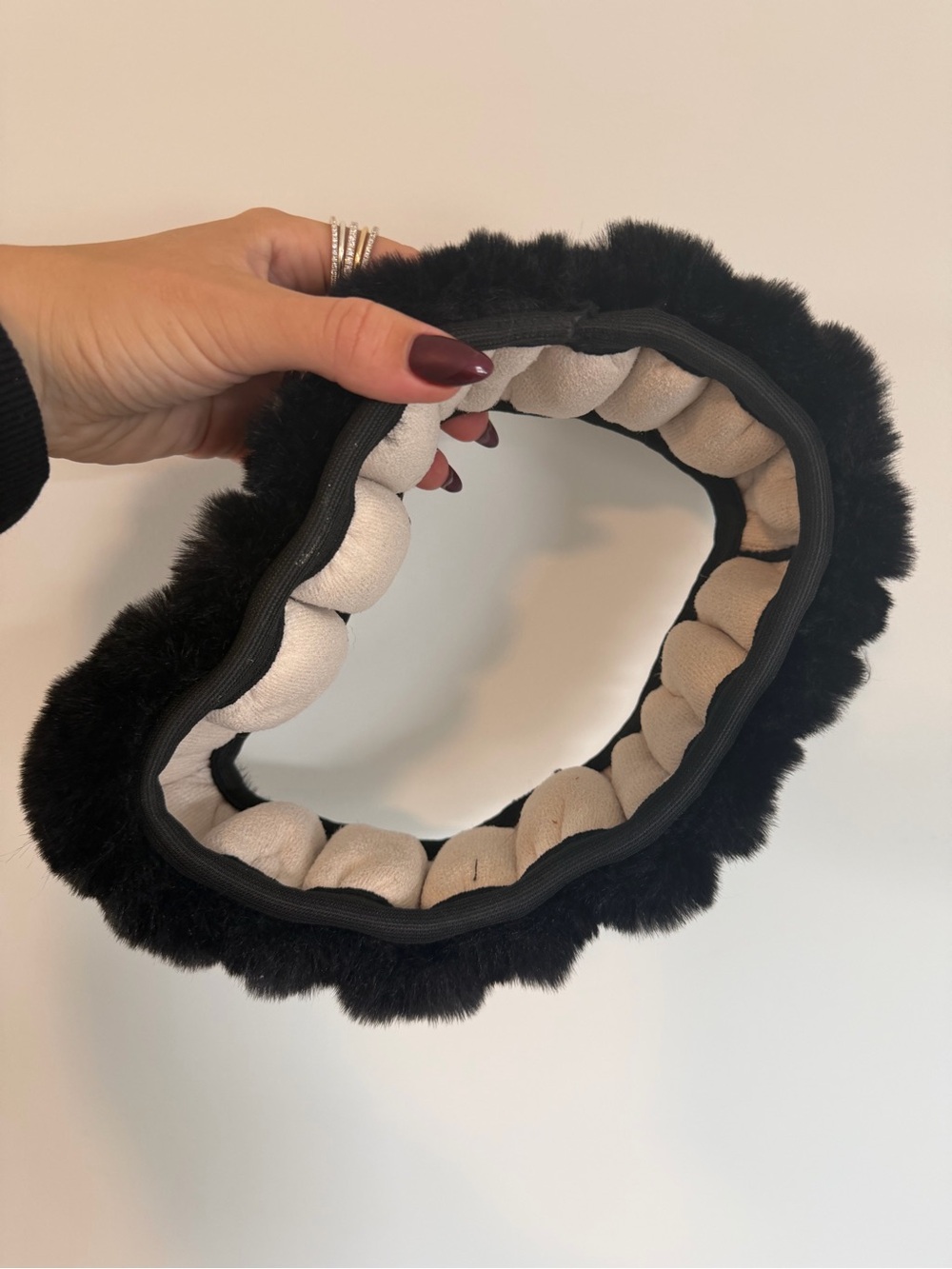 Plush Faux Fur Black Steering Wheel Cover